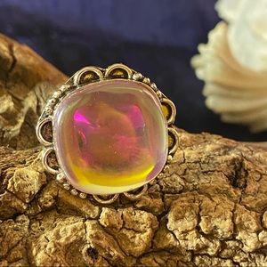 Rainbow Mystic Topaz Handcrafted 925 statement ring